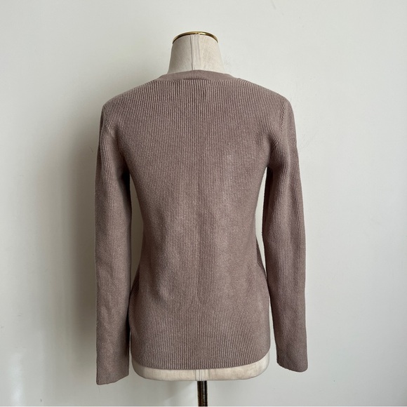FIGS Ribbed Knit Pocket Loungewear Sweater in Latte Brown Size Small - Picture 8 of 8